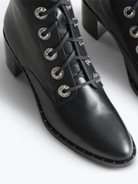 Freda Salvador Black Leather Ace Combat Lace-Up Boots 8